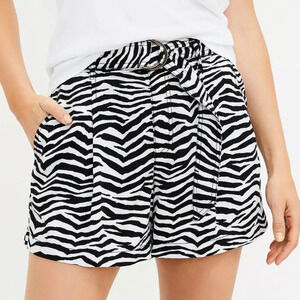 NWT LOFT Zebra Print Belted Flowy Summer Shorts